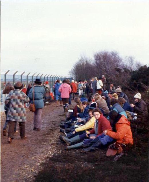 Gathering of women at the Greenham Common Women's Protest