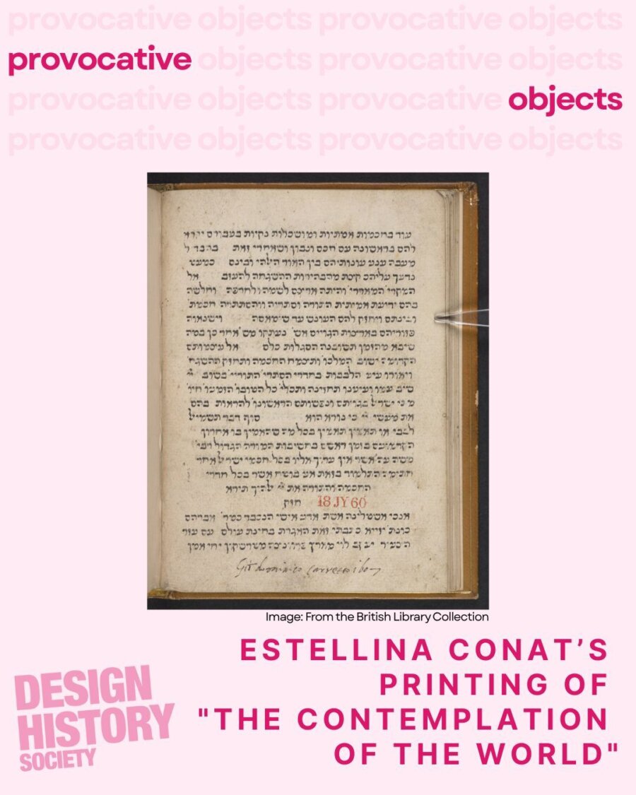 Provocative Objects: Estellina Conat’s Printing of "The Contemplation of the World"